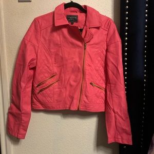 Pink Pleather Moto Jacket